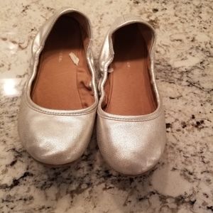 Girls Silver slip on flats